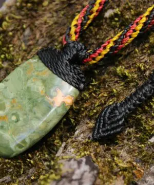 Australian Royal Rhyolite Rainforest Jasper Necklace • Indigenous Inspired Talisman • Australian Handmade Handwoven Tropical Cord