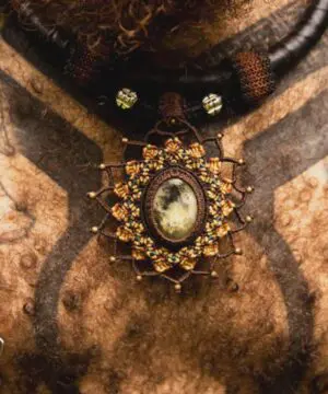 Dendritic Opal, Upcycle, Inner tube Rubber Necklace, NeoTribal Fashion Recycle Burningman Jewellery, Eco Vegan Celtic Larp viking