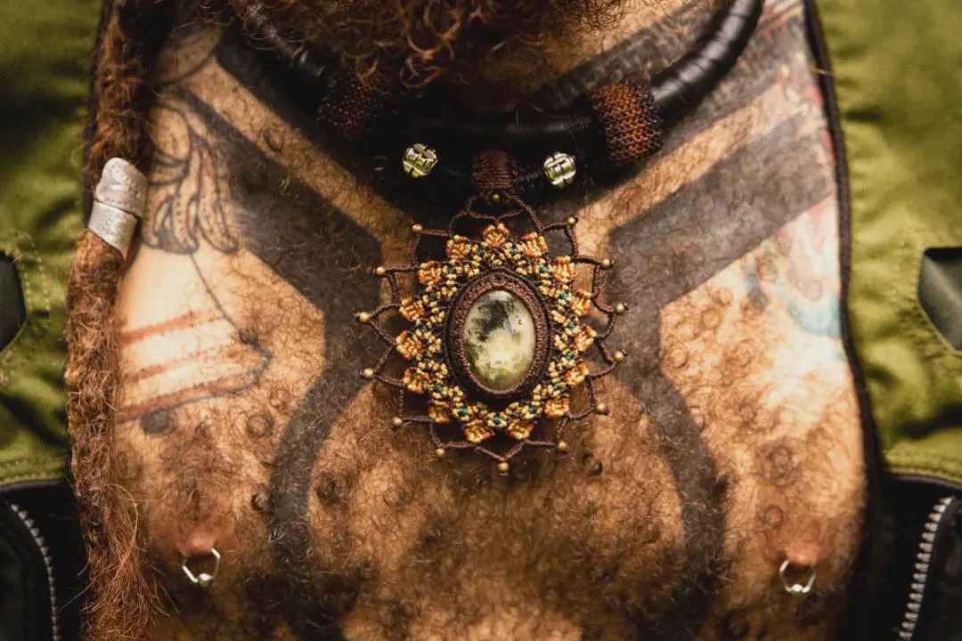 Dendritic Opal, Upcycle, Inner tube Rubber Necklace, NeoTribal Fashion Recycle Burningman Jewellery, Eco Vegan Celtic Larp viking