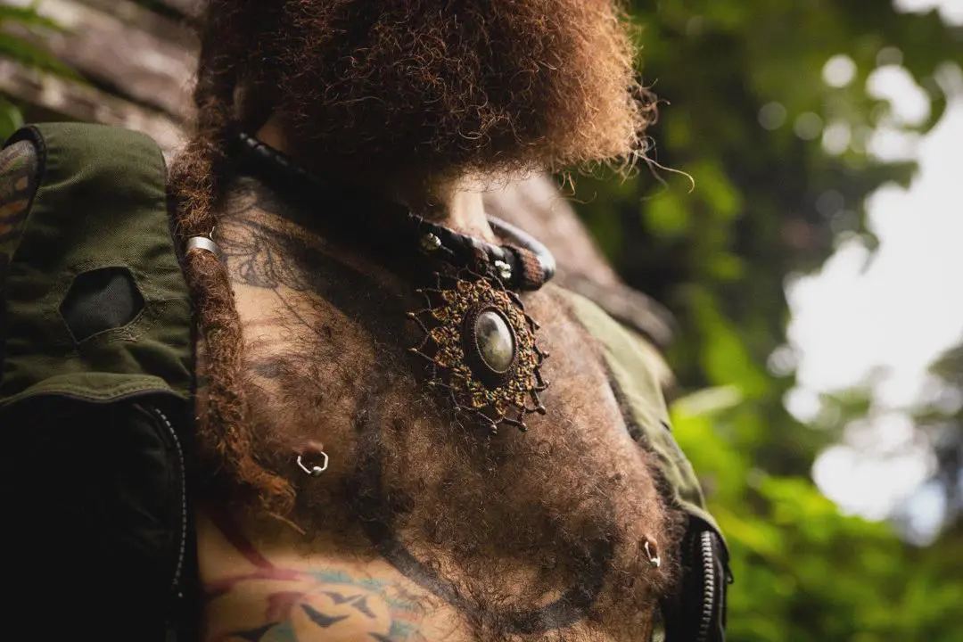 Dendritic Opal, Upcycle, Inner tube Rubber Necklace, NeoTribal Fashion Recycle Burningman Jewellery, Eco Vegan Celtic Larp viking