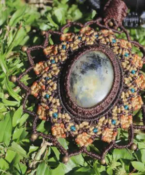 Dendritic Opal, Upcycle, Inner tube Rubber Necklace, NeoTribal Fashion Recycle Burningman Jewellery, Eco Vegan Celtic Larp viking