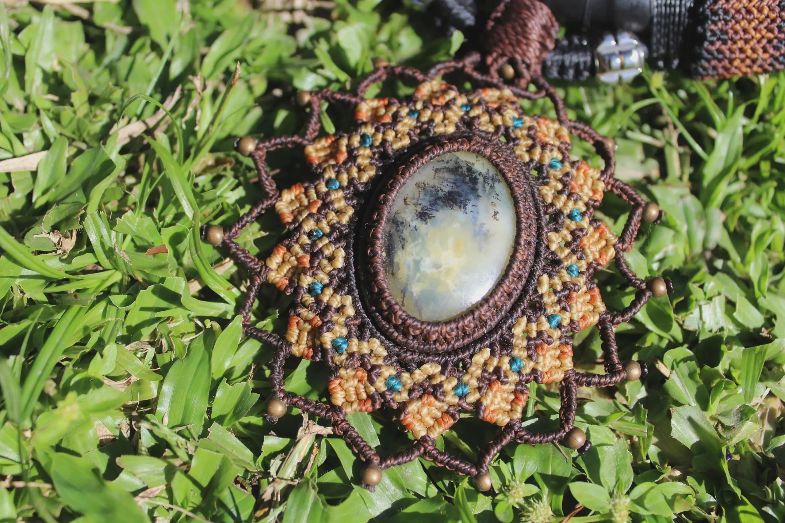 Dendritic Opal, Upcycle, Inner tube Rubber Necklace, NeoTribal Fashion Recycle Burningman Jewellery, Eco Vegan Celtic Larp viking