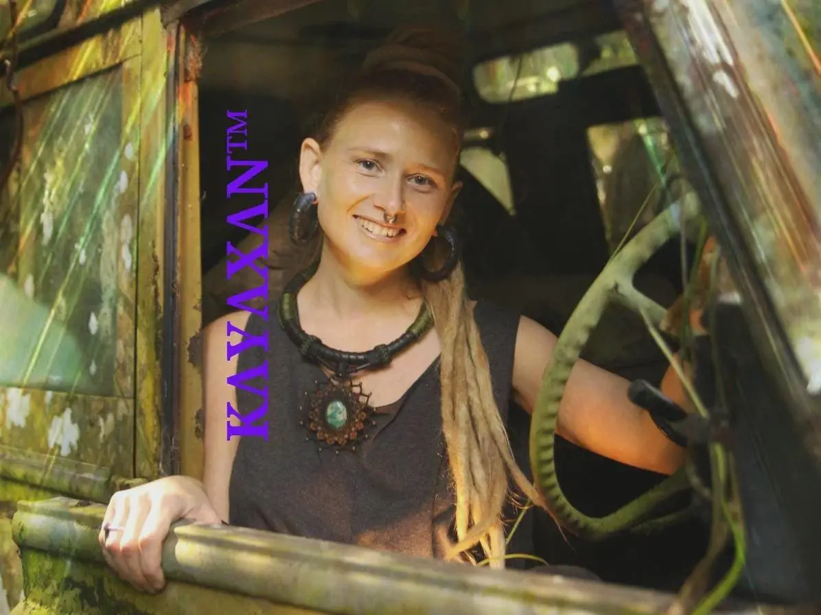 Chrysocolla Inner Tube, Amulet Upcycle Rubber Necklace, NeoTribal Fashion Recycle Burningman Jewellery, Eco Vegan Celtic Larp viking