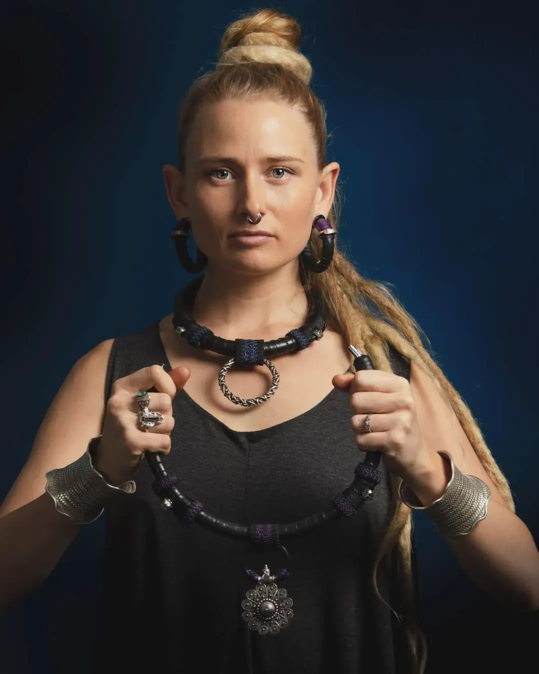 Dark Silver Tribal Necklace — Australian handmade tribal talisman, Spirit lock , Protection TaLISMAN, NeoTribal / Viking LARP Amulet,