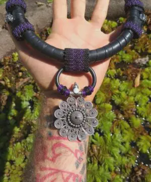 Dark Silver Tribal Necklace — Australian handmade tribal talisman, Spirit lock , Protection TaLISMAN, NeoTribal / Viking LARP Amulet,