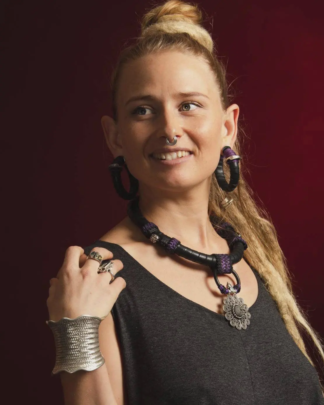 Dark Silver Tribal Necklace — Australian handmade tribal talisman, Spirit lock , Protection TaLISMAN, NeoTribal / Viking LARP Amulet,