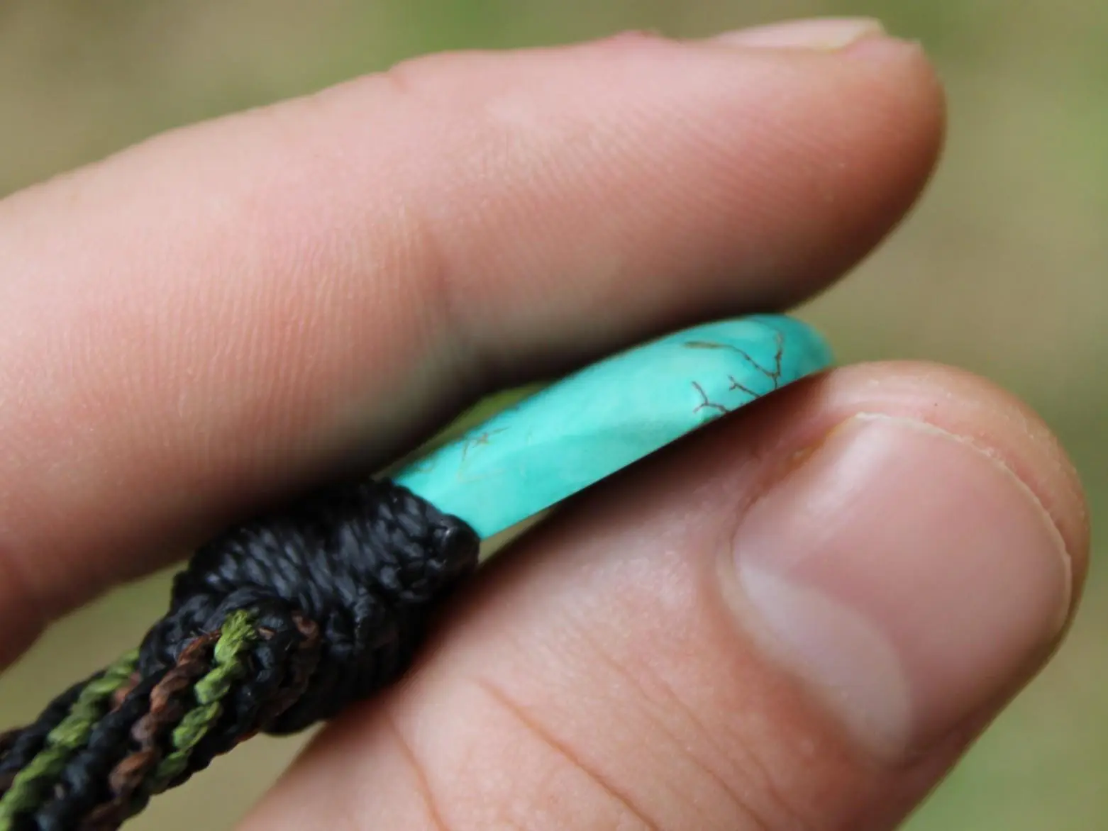 American Turquoise Pendant Talisman,Turquoise Necklace, Australian HandMade Tropical cord, Healing Crystal Jewelry, Elven Blue Stone