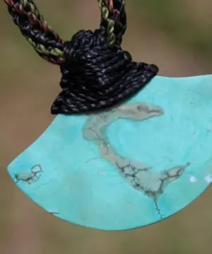 American Turquoise Pendant Talisman,Turquoise Necklace, Australian HandMade Tropical cord, Healing Crystal Jewelry, Elven Blue Stone