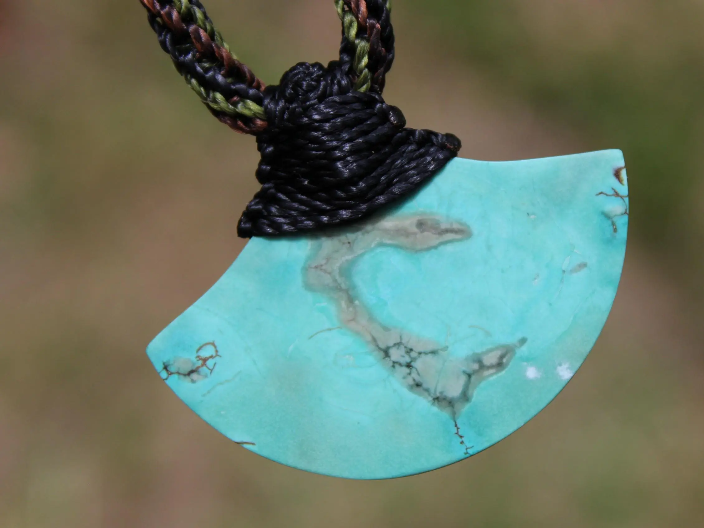 American Turquoise Pendant Talisman,Turquoise Necklace, Australian HandMade Tropical cord, Healing Crystal Jewelry, Elven Blue Stone