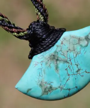 American Turquoise Pendant Talisman,Turquoise Necklace, Australian HandMade Tropical cord, Healing Crystal Jewelry, Elven Blue Stone