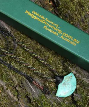 American Turquoise Pendant Talisman,Turquoise Necklace, Australian HandMade Tropical cord, Healing Crystal Jewelry, Elven Blue Stone