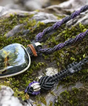 Exclusive Pietersite Pendant Necklace, Premium Crystal Healing Jewelry,Blue Tiger Eye Gemstone Necklace, Handcrafted Australian Macrame