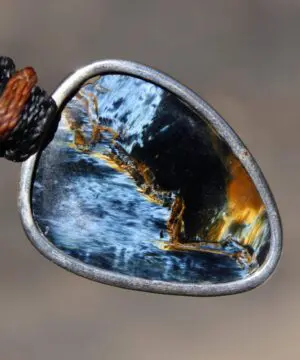 Exclusive Pietersite Pendant Necklace, Premium Crystal Healing Jewelry,Blue Tiger Eye Gemstone Necklace, Handcrafted Australian Macrame