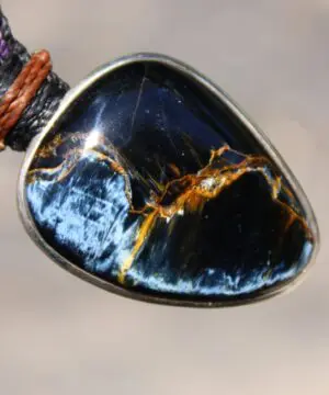 Exclusive Pietersite Pendant Necklace, Premium Crystal Healing Jewelry,Blue Tiger Eye Gemstone Necklace, Handcrafted Australian Macrame