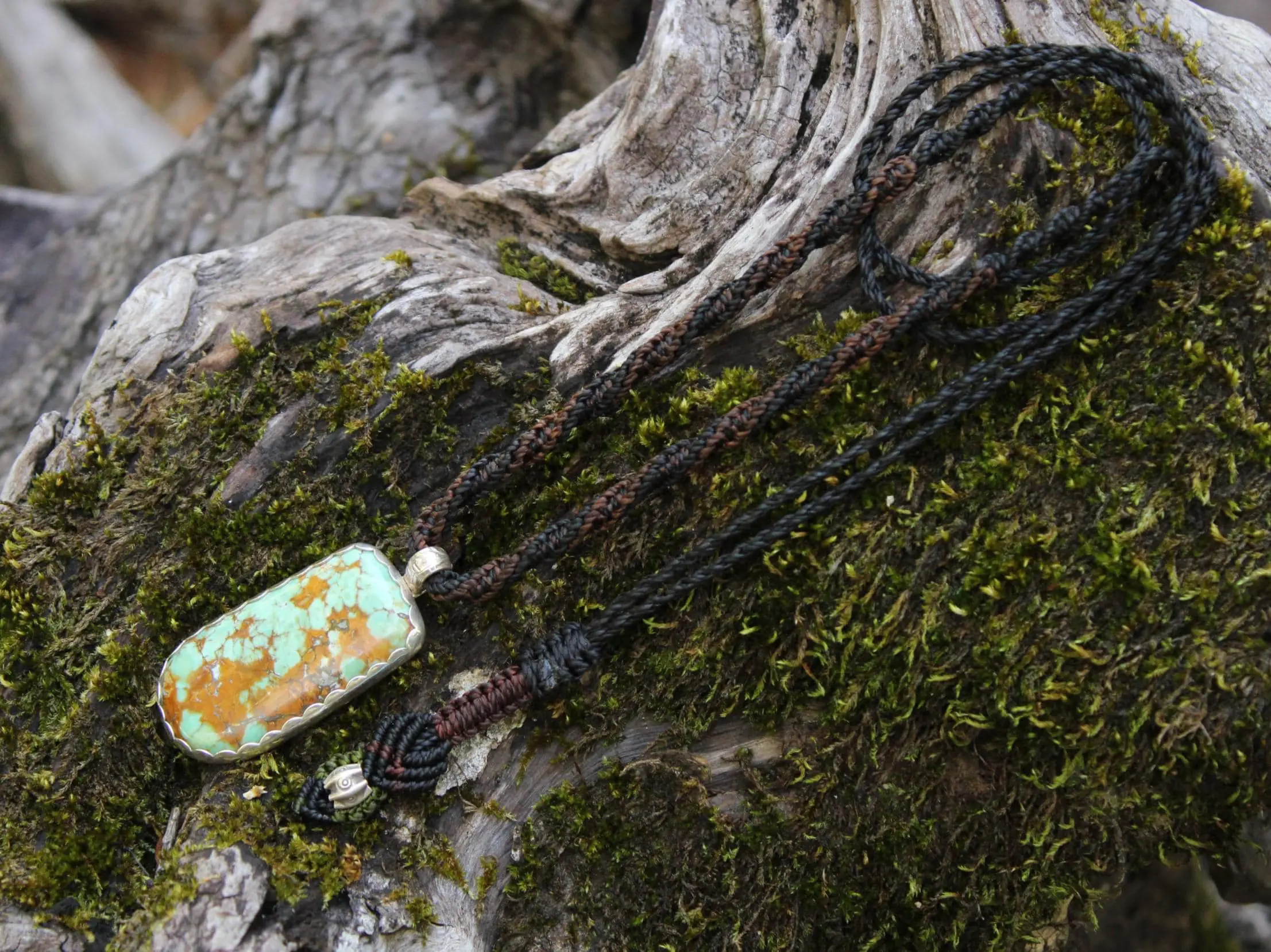 Spider Variscite Pendant, Australian silver 925 ,Handmade cord,Australian Variscite Necklace,Green Stone Talisman,November Birthstone,