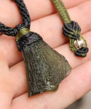 Green Authentic Moldavite Pendant,Platypus Dreaming Genuine Moldavite Necklace,Australian handmade Tropical cord, Elven Crystal jewelry