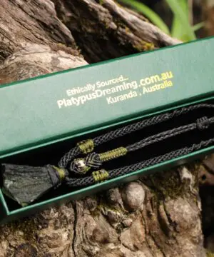 Green Authentic Moldavite Pendant,Platypus Dreaming Genuine Moldavite Necklace,Australian handmade Tropical cord, Elven Crystal jewelry