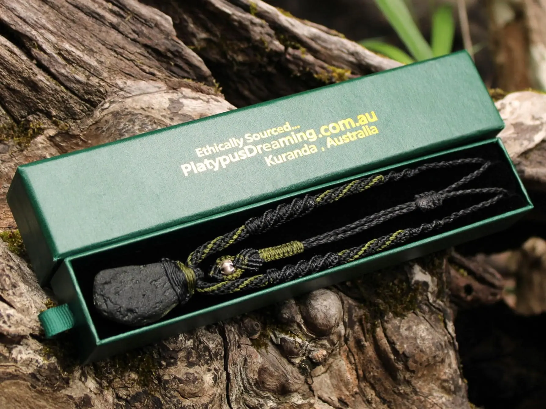 HUGE Genuine MOLDAVITE Necklace,Platypus Dreaming Arrow Head DoubleSide Crystal Authentic Raw Moldavite Pendant,Australian made Macrame Cord