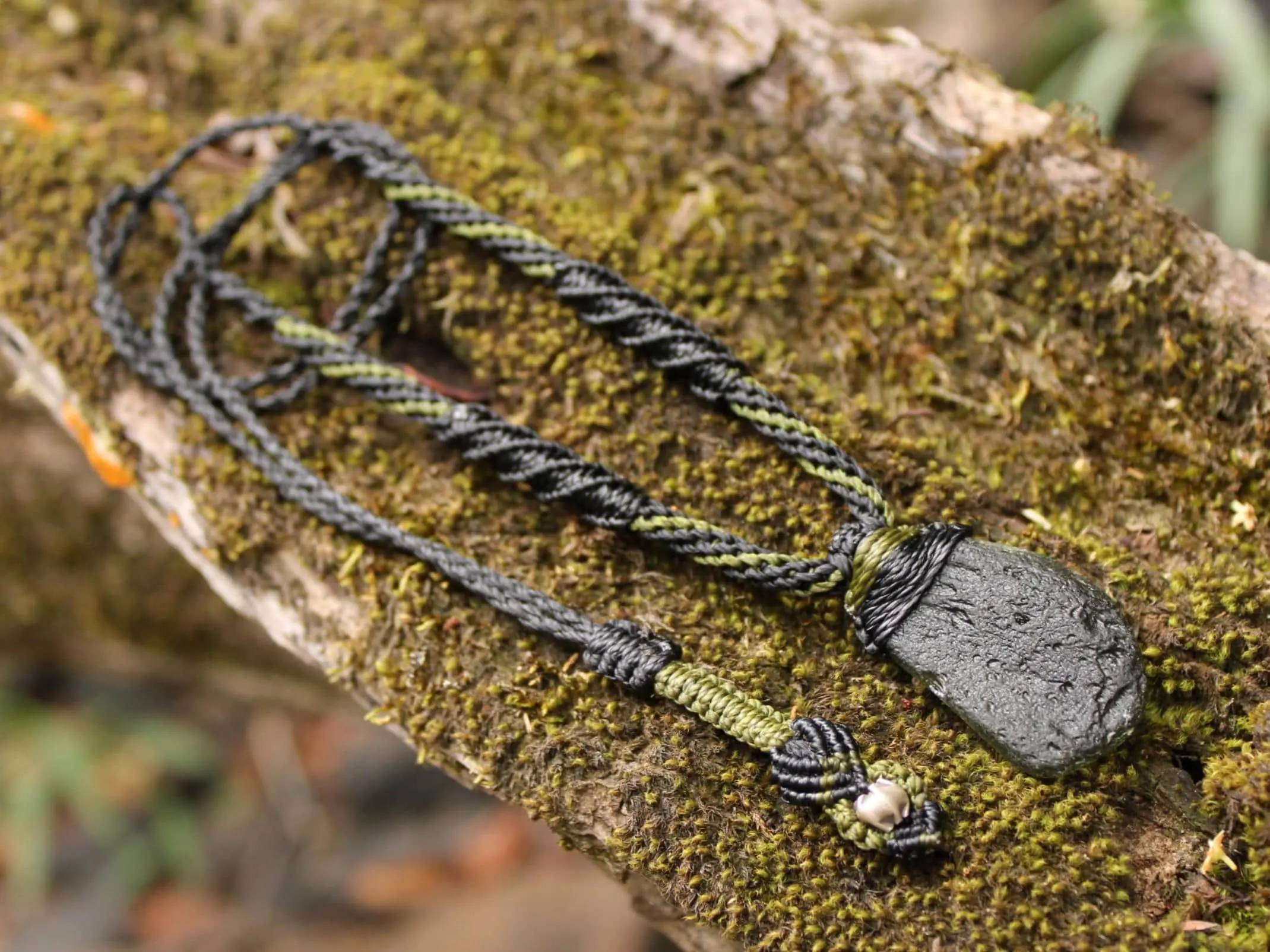 HUGE Genuine MOLDAVITE Necklace,Platypus Dreaming Arrow Head DoubleSide Crystal Authentic Raw Moldavite Pendant,Australian made Macrame Cord