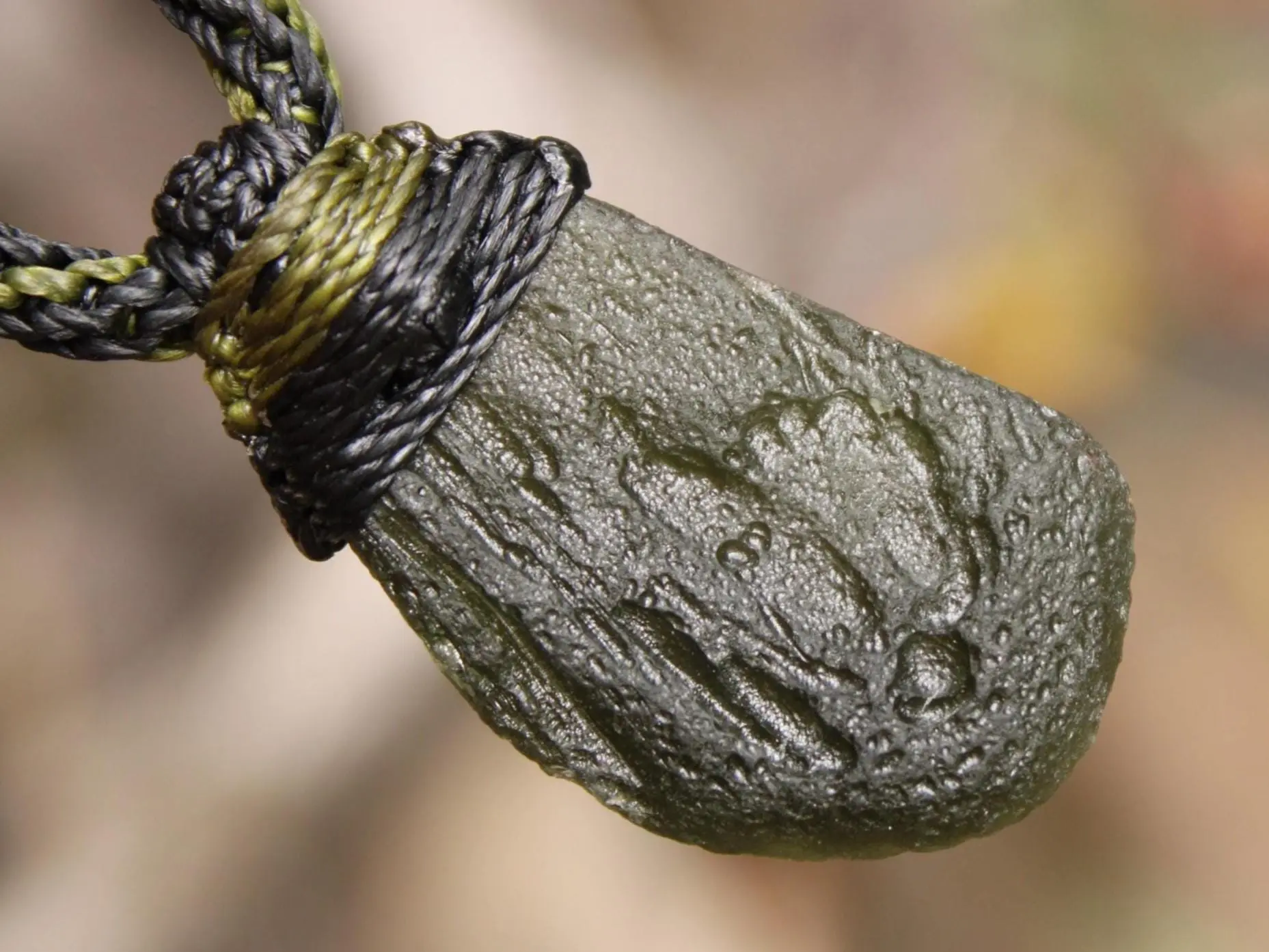 HUGE Genuine MOLDAVITE Necklace,Platypus Dreaming Arrow Head DoubleSide Crystal Authentic Raw Moldavite Pendant,Australian made Macrame Cord