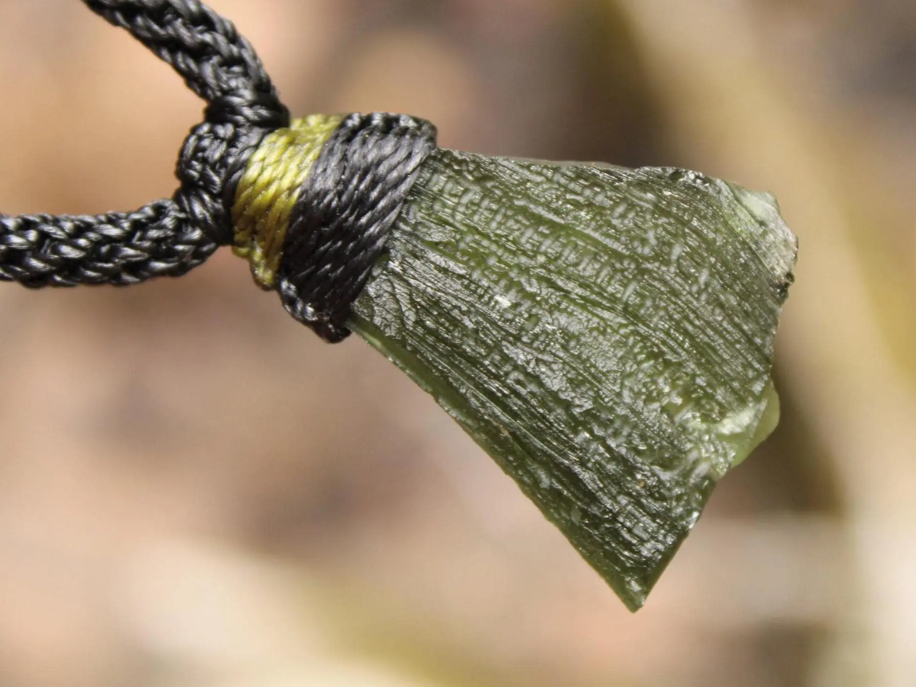Green Authentic Moldavite Pendant,Platypus Dreaming Genuine Moldavite Necklace,Australian handmade Tropical cord, Elven Crystal jewelry