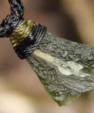 Green Authentic Moldavite Pendant,Platypus Dreaming Genuine Moldavite Necklace,Australian handmade Tropical cord, Elven Crystal jewelry