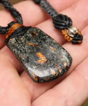 Astrophyllite Crystal Necklace • Star Leaf Healing Stone Talisman • Australian Handmade Handwoven Tropical Cord Pendant