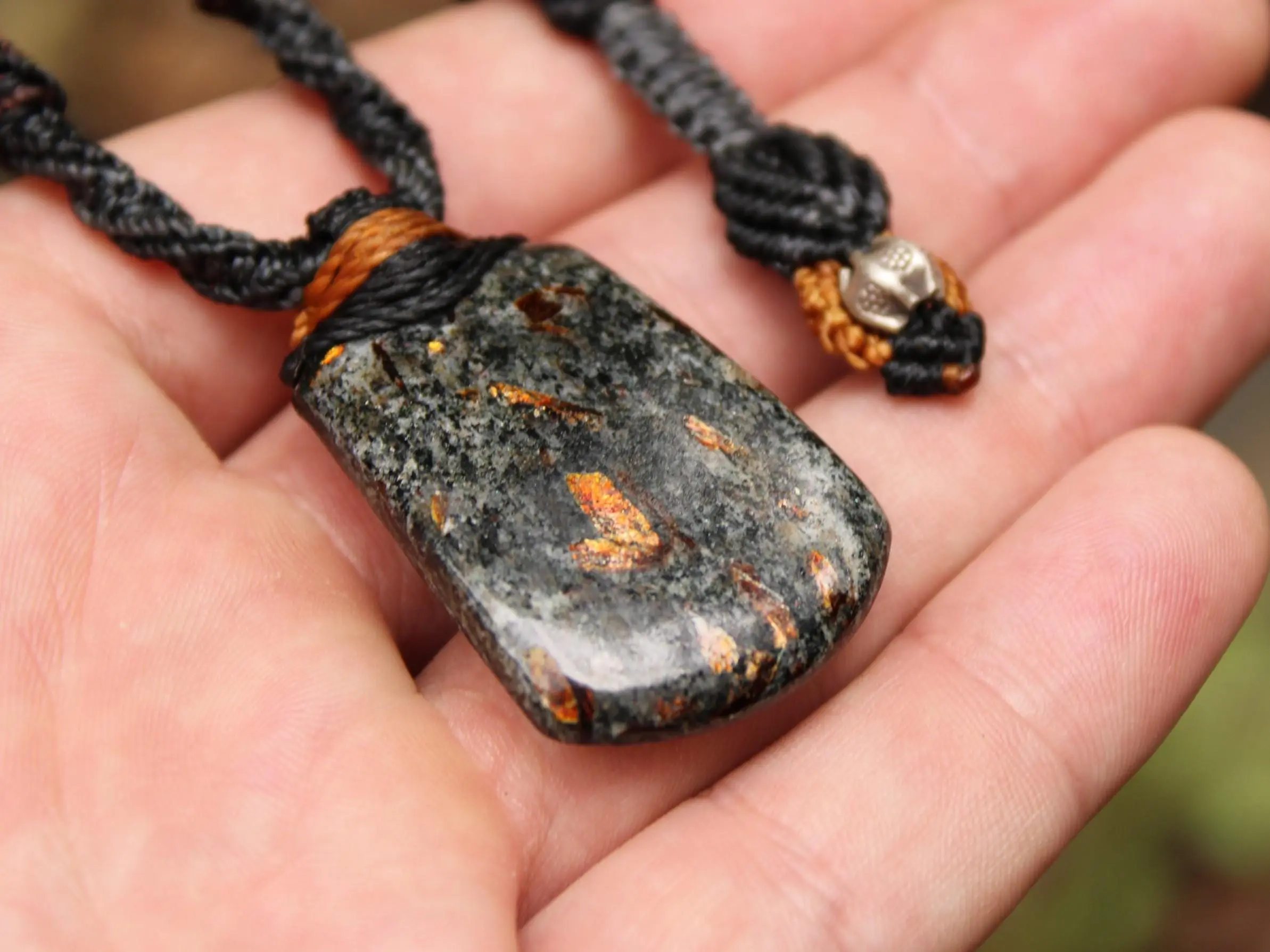Astrophyllite Crystal Necklace • Star Leaf Healing Stone Talisman • Australian Handmade Handwoven Tropical Cord Pendant