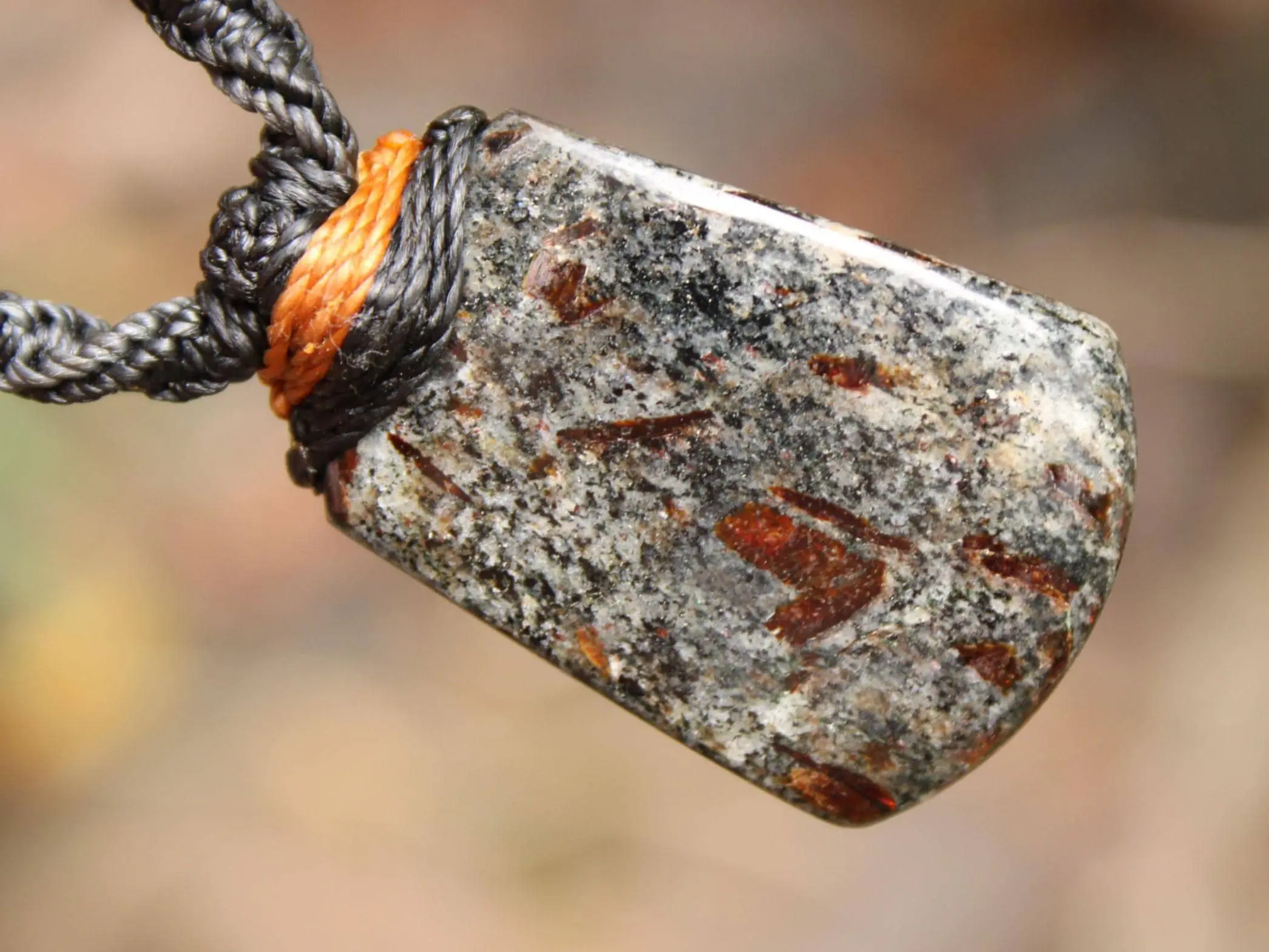 Astrophyllite Crystal Necklace • Star Leaf Healing Stone Talisman • Australian Handmade Handwoven Tropical Cord Pendant