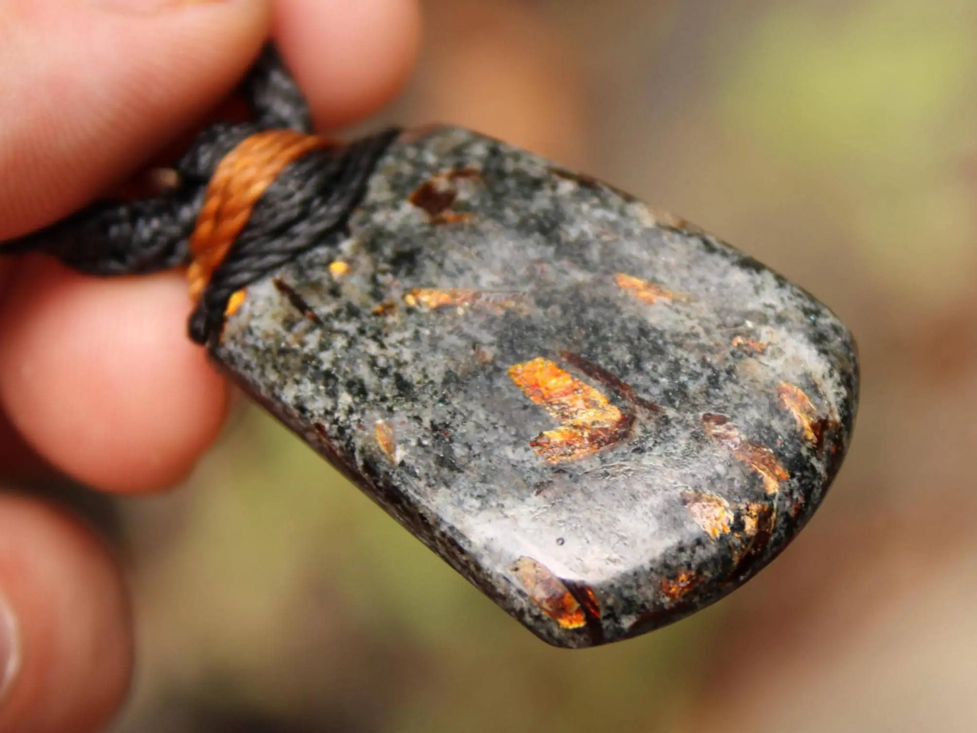 Astrophyllite Crystal Necklace • Star Leaf Healing Stone Talisman • Australian Handmade Handwoven Tropical Cord Pendant