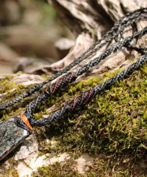 Astrophyllite Crystal Necklace • Star Leaf Healing Stone Talisman • Australian Handmade Handwoven Tropical Cord Pendant