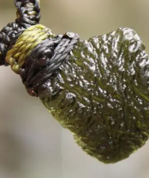 Raw Genuine Moldavite Pendant, Authentic Moldavite Necklace, Australian Made Macrame Cord Light Green Moldavite Jewelry