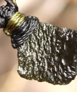 Raw Genuine Moldavite Pendant, Authentic Moldavite Necklace, Australian Made Macrame Cord Light Green Moldavite Jewelry