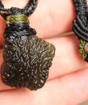 Raw Genuine Moldavite Pendant, Authentic Moldavite Necklace, Australian Made Macrame Cord Light Green Moldavite Jewelry