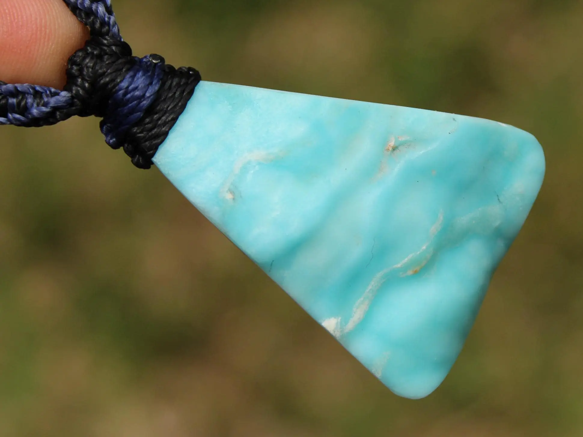 Hemimorphite Crystal Talisman Necklace • Australian Handmade Handwoven Tropical Cord • Healing Blue Stone Tribal Pendant