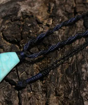 Hemimorphite Crystal Talisman Necklace • Australian Handmade Handwoven Tropical Cord • Healing Blue Stone Tribal Pendant
