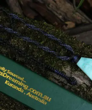 Hemimorphite Crystal Talisman Necklace • Australian Handmade Handwoven Tropical Cord • Healing Blue Stone Tribal Pendant