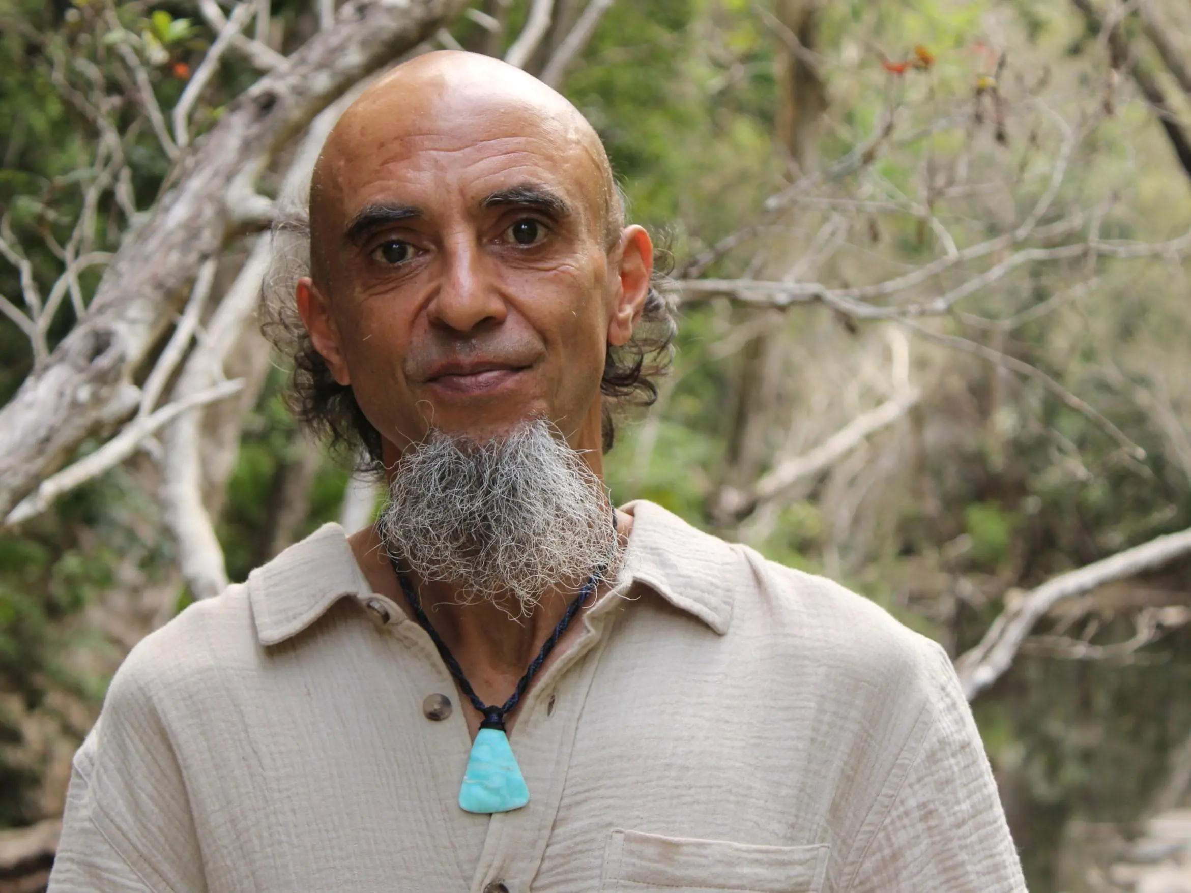 Hemimorphite Crystal Talisman Necklace • Australian Handmade Handwoven Tropical Cord • Healing Blue Stone Tribal Pendant