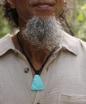 Hemimorphite Crystal Talisman Necklace • Australian Handmade Handwoven Tropical Cord • Healing Blue Stone Tribal Pendant