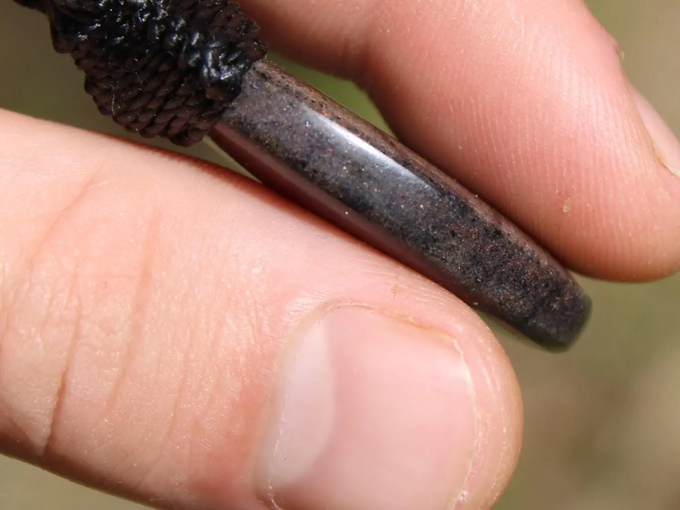 FIRE MATRIX Black OPAL Necklace,Australian Fairy Opal Tribal Pendant, Australian handmade tropical cord, double sided, october birthstone