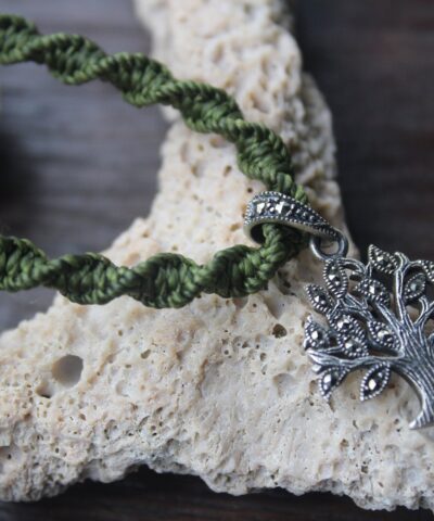 Elven Tree of Life Marcasite Macrame Pendant Necklace, Sterling Silver Necklace,Ankh Necklace,Gemstone Jewelry,Australian Made