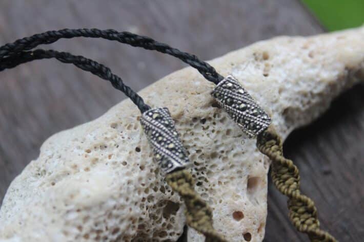 Celtic Marcasite (Pyrite) Sterling Silver Necklace, Adjustable Ancient knots,macrame pendant,Australian made