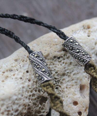 Celtic Marcasite (Pyrite) Sterling Silver Necklace, Adjustable Ancient knots, Australian made macrame cord healing crystal jewellery