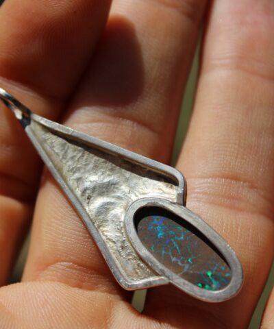 AUTHENTIC REAL OPAL Pendant Necklace,Australian Matrix Boulder Opal,Australian Opal Jewelry,Shibari Macrame Cord,October Birthstone Elf larp