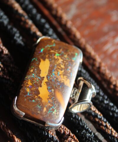 Authentic REAL boulder Opal Elven Jewelry BIG Size Australian Designer Opal Jewelry,Matrix OPAL Pendant Necklace,Shibari Macrame Cord,Larp
