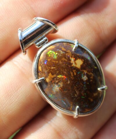 Authentic Real Opal, Elven Jewelry FIRE Matrix opal pendant,Australian made macrame cord Designer Opal Jewelry,australian sellerBoulder Opal