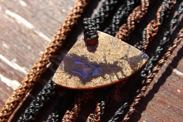 PURPLE OPAL NECKLACE,Koroit Opal Pendant, Australian made macrame cord reiki crystal healing elven pendant necklace talisman jewellery