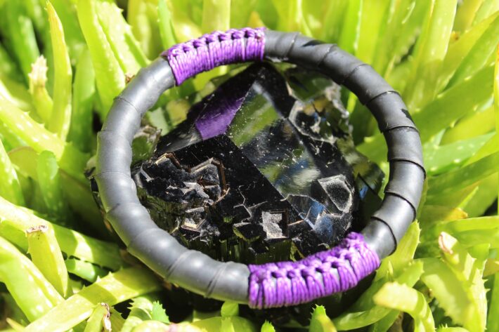 Tribal Bangle, Upcycled Inner tube Rubber Bracelet,NeoTribal Fashion Recycle Burningman Jewelry, Vegan Eco Celtic Larp viking