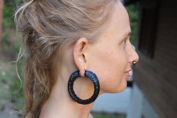 Metamorphic Earrings, Upcycled Inner tube Rubber Earrings,NeoTribal Fashion Recycle Burningman Jewelry, Eco Vegan Celtic Larp viking