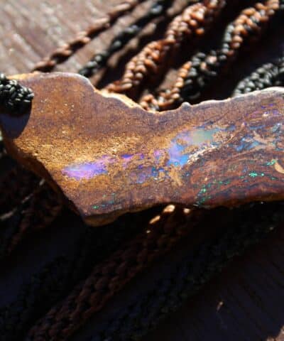 Matrix Koroit OPAL NECKLACE, Australian boulder Opal, Australian made macrame cord, reiki healing jewellery, elven unique statemen talisman